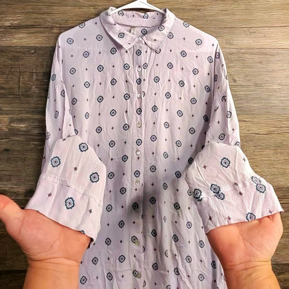 Intimately Free Chic Light Patterned Button Down … - image 6